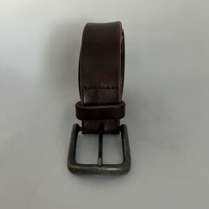 J.Crew Mens Leather Belt Brown Made in USA Distressed Buckle 87088 Pre-Owned